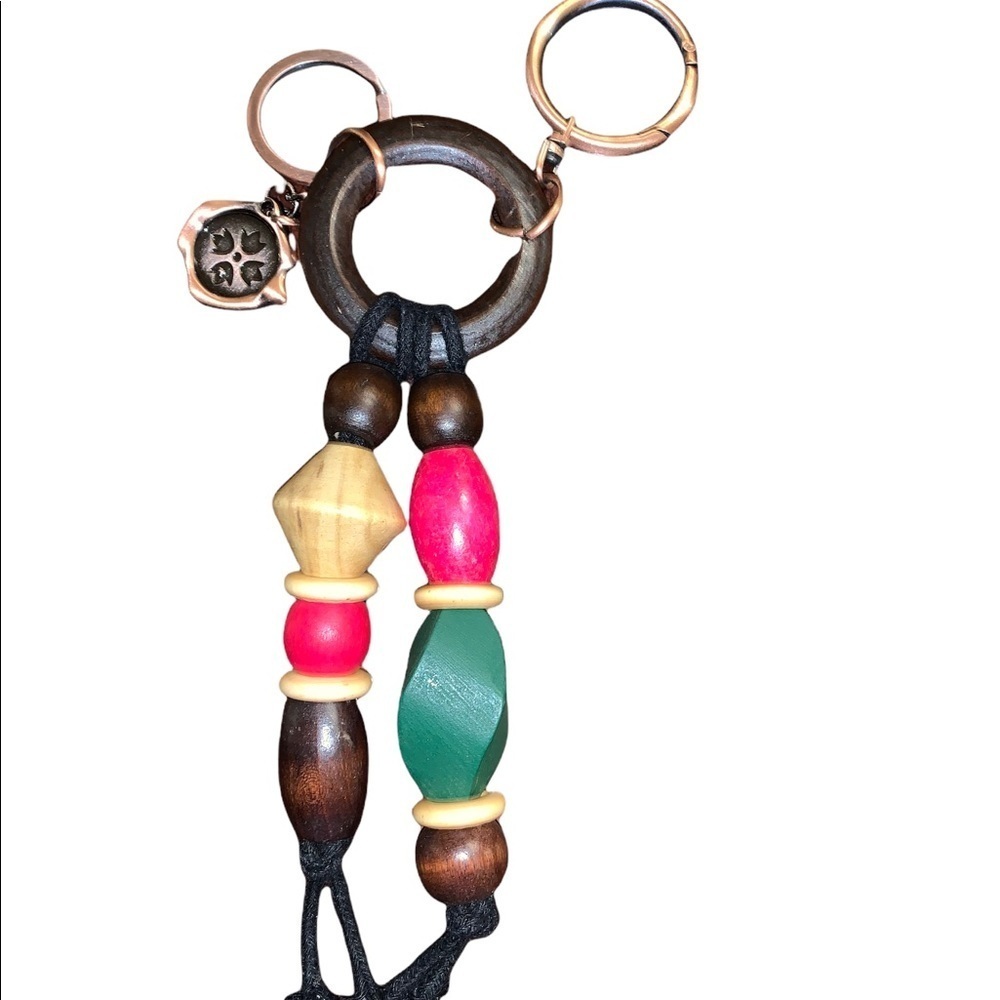 Patricia Nash handbag charm keychain native colorful wood bronze hardware unique